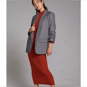 Mare Mare x Anthropologie Gray Cinch-Sleeve Open Front Boyfriend Blazer Size XS